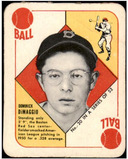 1951 Topps Red Backs Baseball Dom DiMaggio #20