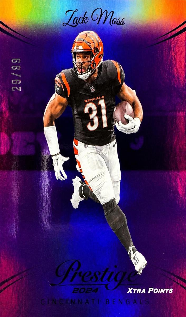 2024 Panini Prestige Football Purple Premium Xtra Points Zack Moss #58