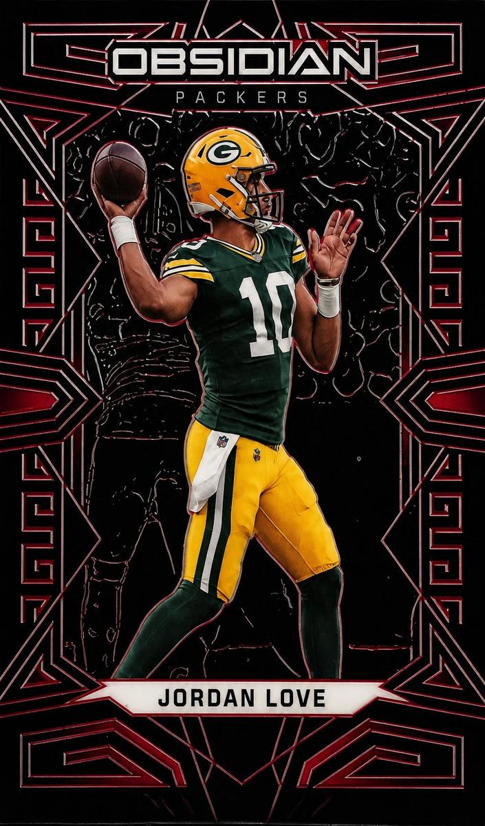 2023 Panini Obsidian Football Electric Etch Red Jordan Love #38