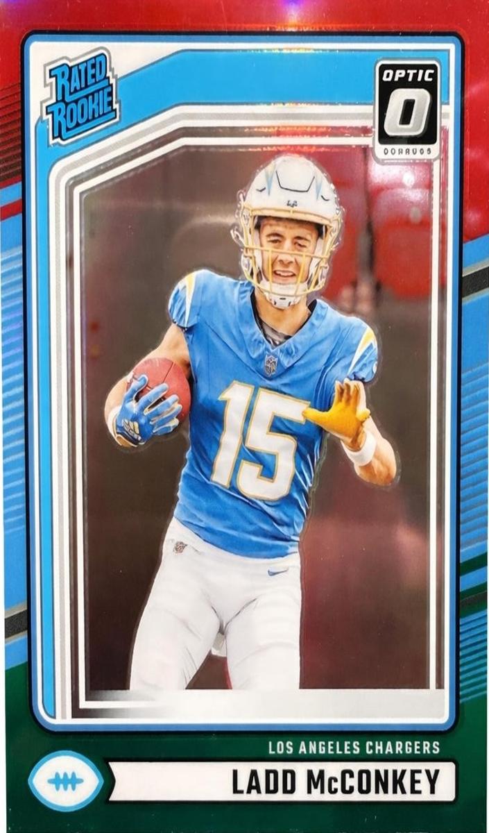 2024 Panini Donruss Football Red and Green Ladd McConkey #328 PSA 10
