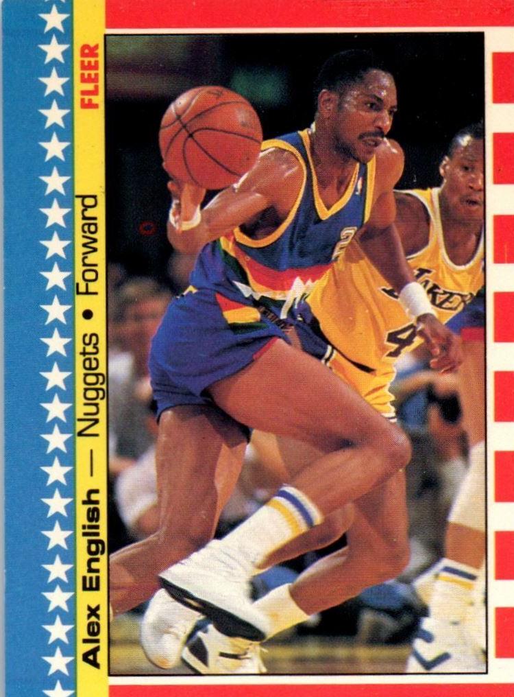 1987 Fleer Sticker Basketball Alex English #11