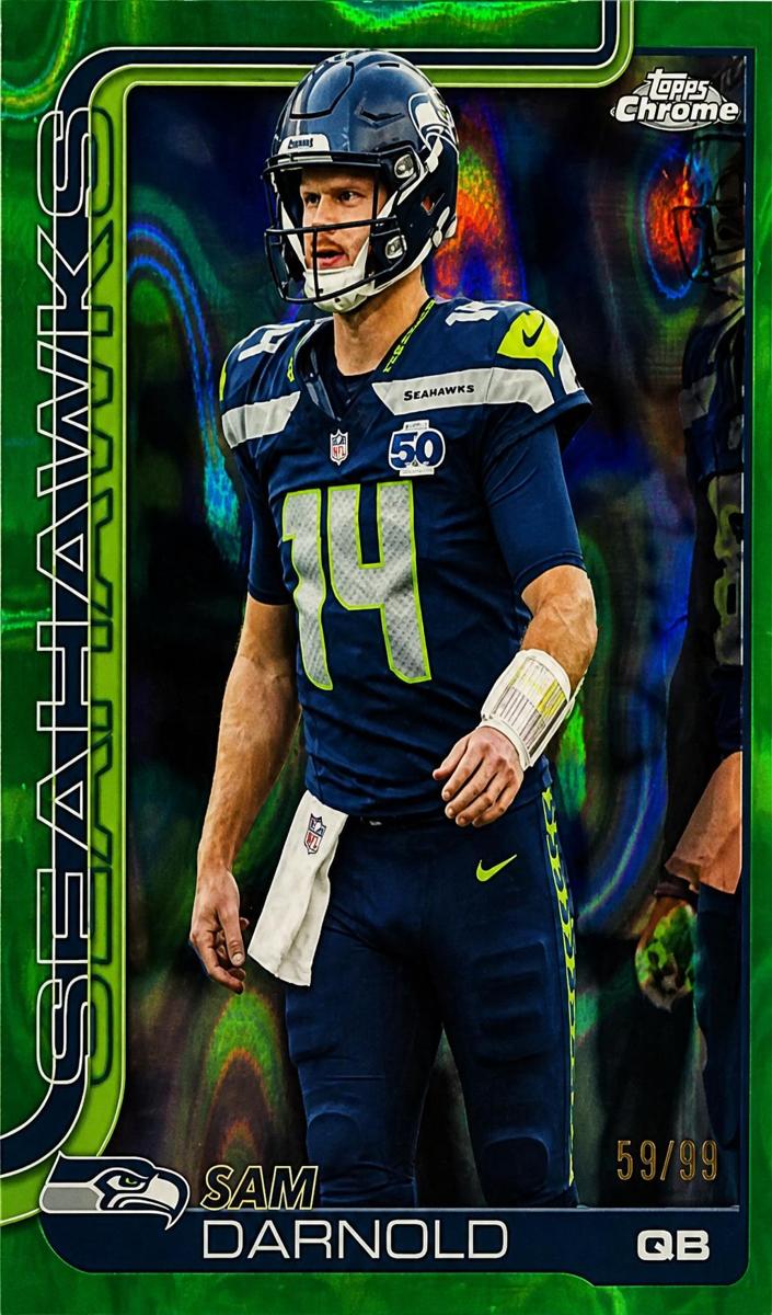 2025 Topps Chrome Football Green Lava Refractor Sam Darnold #275