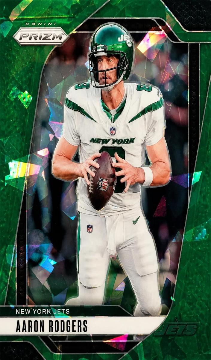 2024 Panini Prizm Football Green Ice Aaron Rodgers #222 PSA 8.5