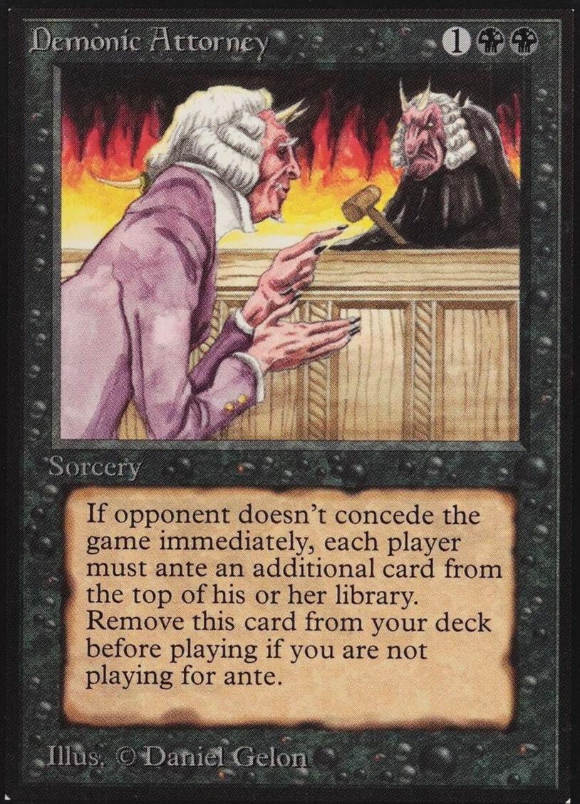 1993 Magic The Gathering Beta Demonic Attorney #NNO BGS 9