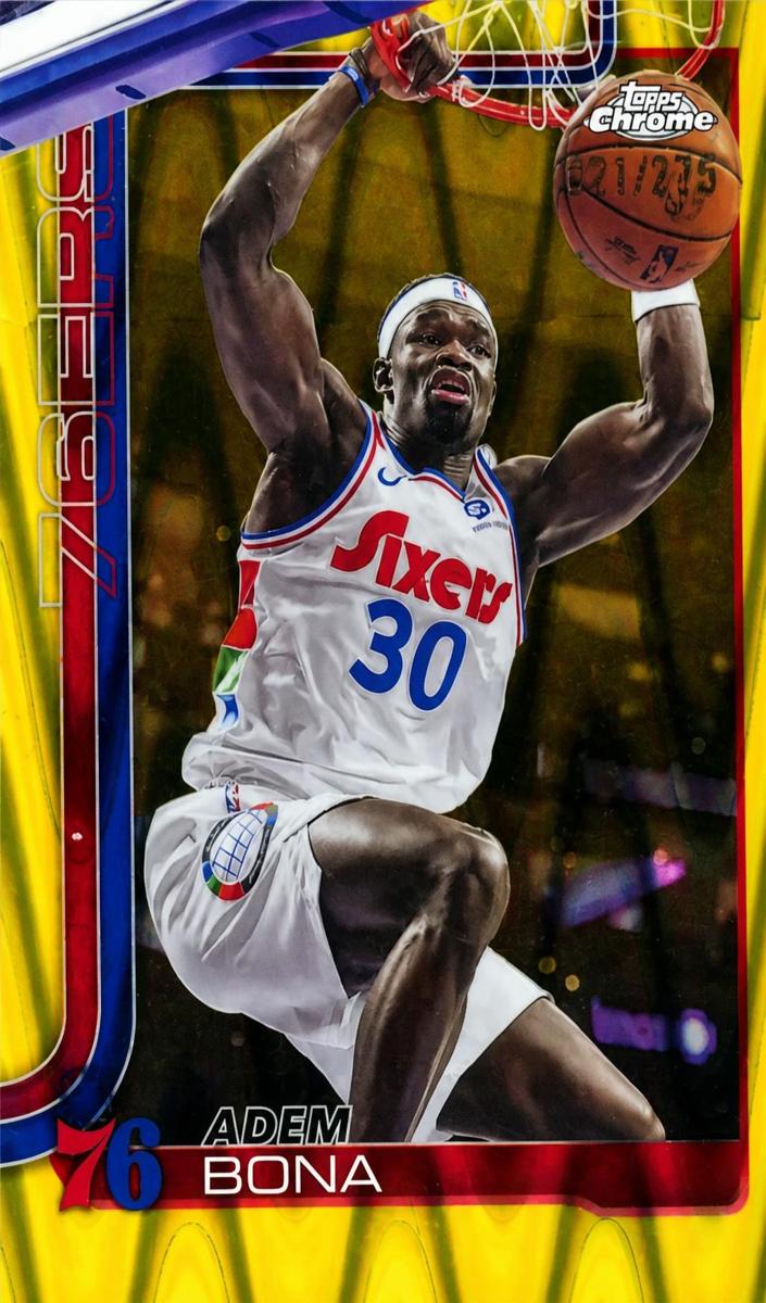 2025 Topps Chrome Basketball RayWave Yellow Refractor Adem Bona #183