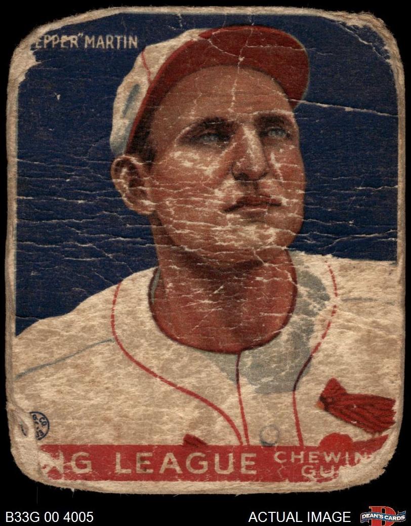1933 R319 Goudey Baseball Pepper Martin 1933 R319 Goudey Baseball #62 PSA 5.5