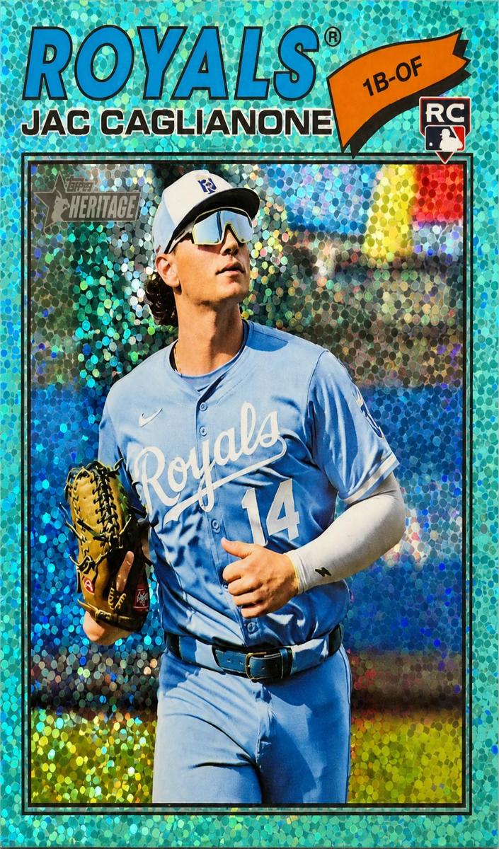 2026 Topps Heritage Baseball Aqua Sparkle Refractor Jac Caglianone #136
