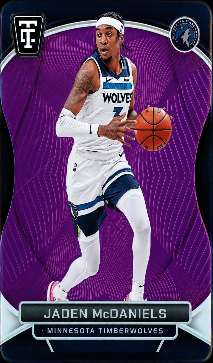 2024 Panini Totally Certified Basketball Mirror Platinum Purple Die Cut Jaden McDaniels #129