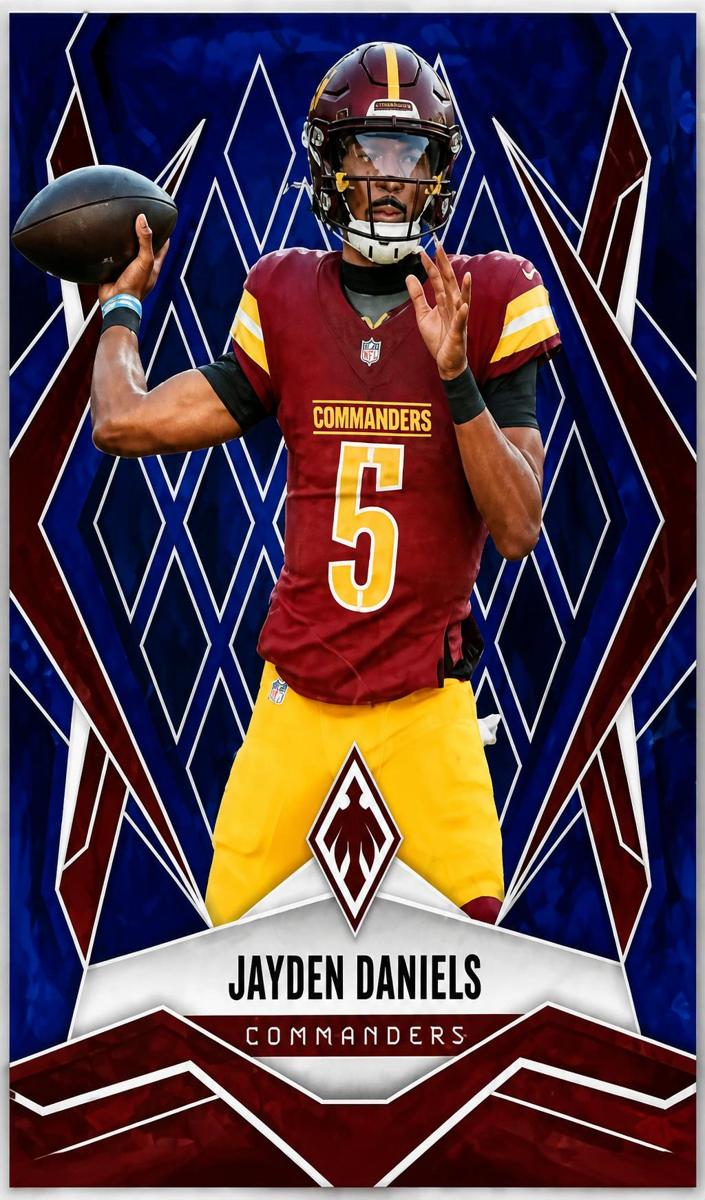 2025 Panini Phoenix Football Blue Winter Jayden Daniels #8