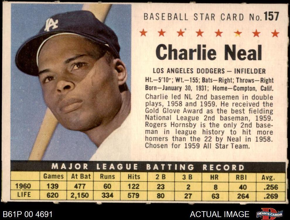 1961 Post Cereal Baseball Perforated Charlie Neal #157