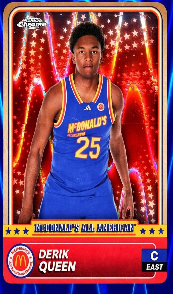 2024 Topps Chrome McDonald's All American Basketball Blue RayWave Refractor Derik Queen #82