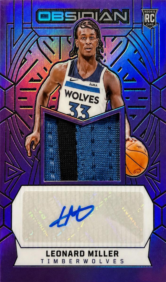 2023 Panini Obsidian Basketball Electric Etch Purple Flood Leonard Miller #210 PSA 8.5