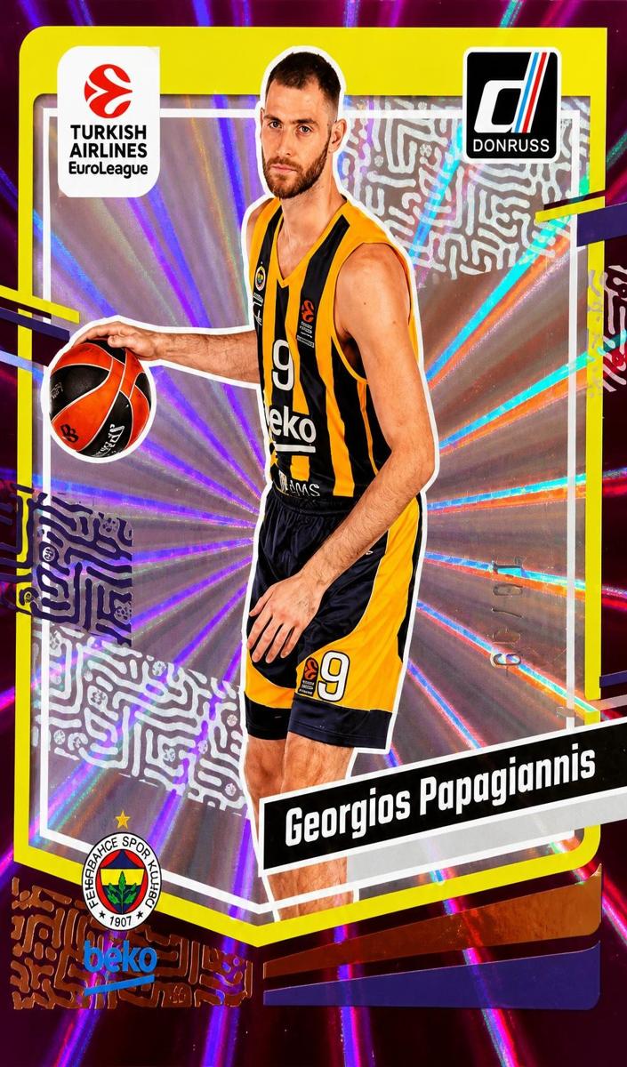 2023 Donruss Turkish Airlines EuroLeague Basketball Purple Laser Georgios Papagiannis #150