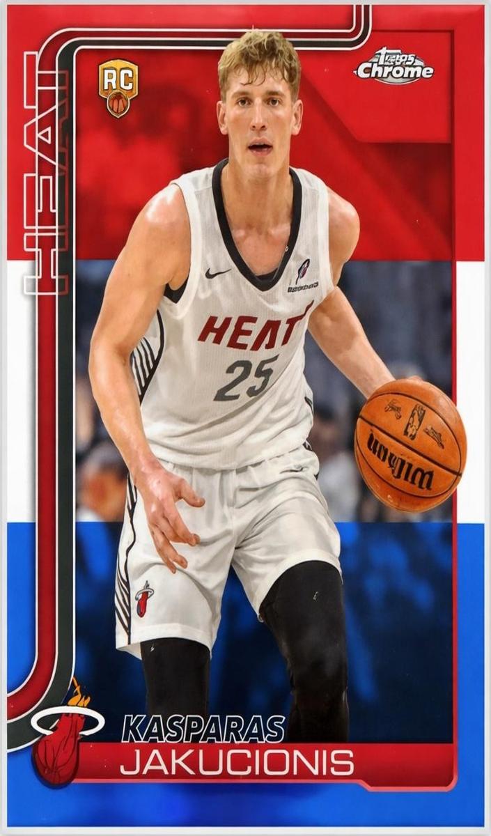 2025 Topps Chrome Basketball Red White and Blue Refractor Kasparas Jakucionis #270 PSA 9