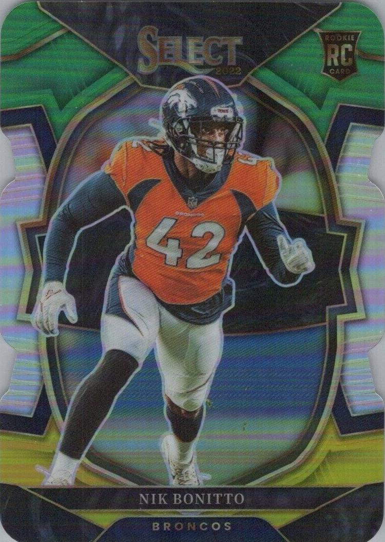 2022 Panini Select Football Green and Yellow Prizm Die-Cut Nik Bonitto #25