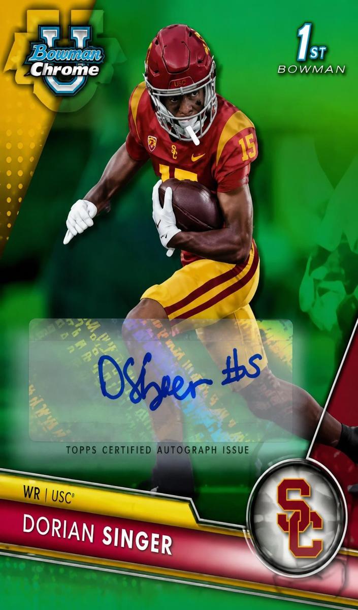 2023 Bowman Chrome University Football Green Dorian Singer #146 PSA 9