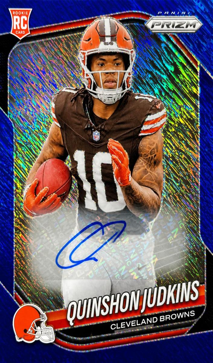 2025 Panini Prizm Football Blue Shimmer Quinshon Judkins #313 PSA 10