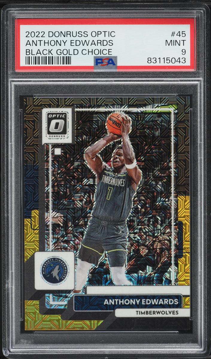 2022 Donruss Optic Basketball Choice Black Gold Anthony Edwards #45 PSA 10