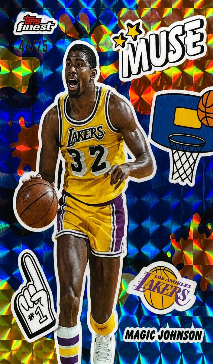 2025 Topps Finest Basketball Blue Geometric Refractor Magic Johnson #M-3