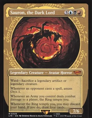 2023 Magic The Gathering Lord of Rings: Tales of Middle-earth Showcase Foil Sauron, the Dark Lord #329 PSA 8