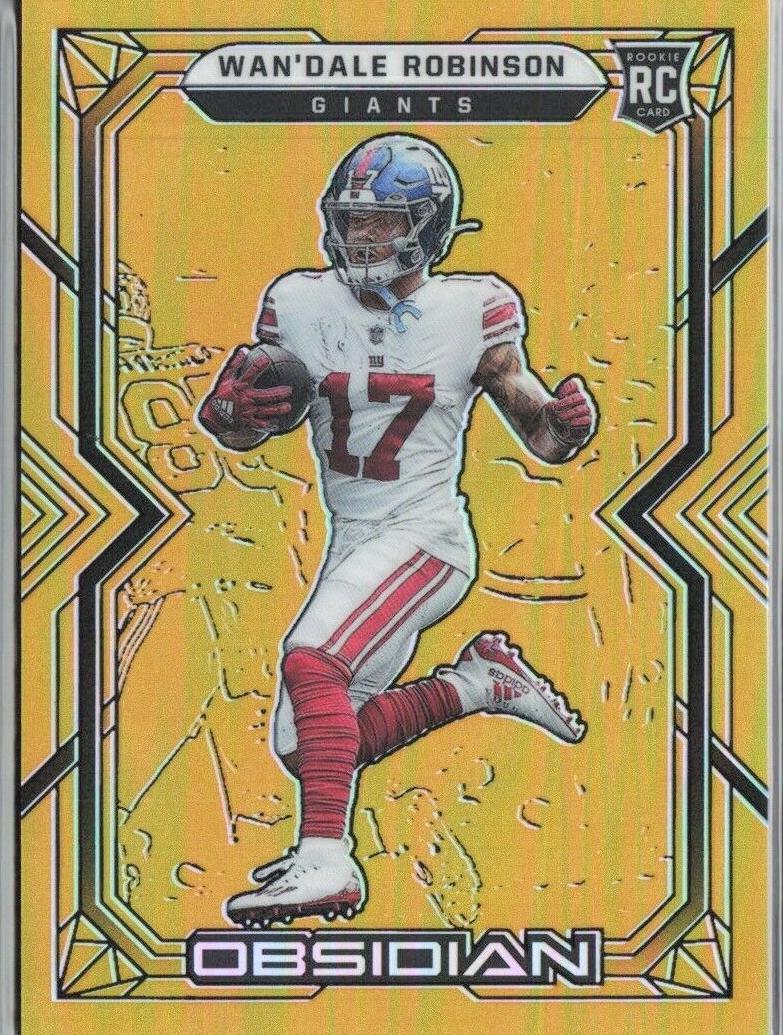 2022 Panini Obsidian Football Electric Etch Gold Flood Wan'Dale Robinson #123