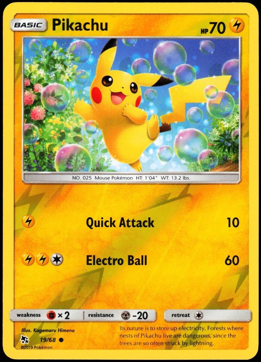2019 Pokemon Sun & Moon Hidden Fates Reverse Holo Pikachu #19