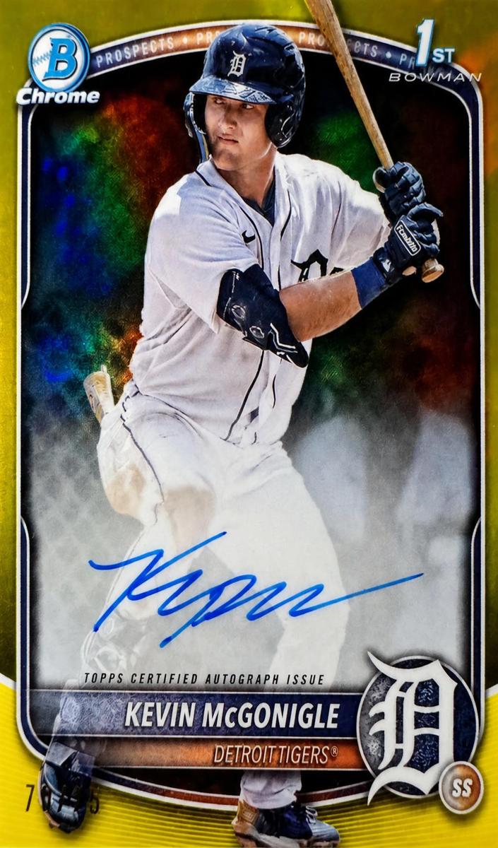 2025 Bowman Chrome Prospects Baseball Yellow Kevin McGonigle #CPA-KM PSA 8