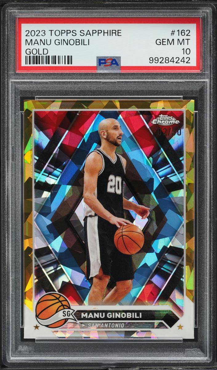 2023 Topps Chrome Sapphire Basketball Gold Manu Ginobili #162 PSA 10