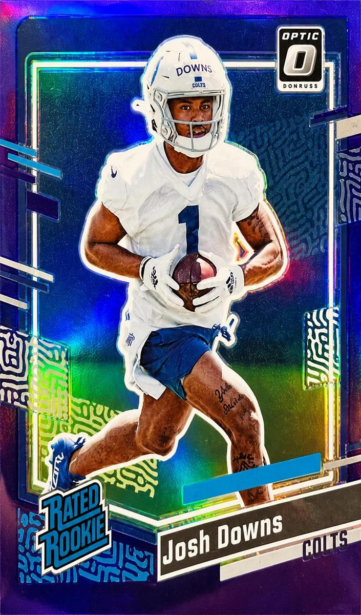 2023 Panini Donruss Football Purple Josh Downs #345 PSA 9