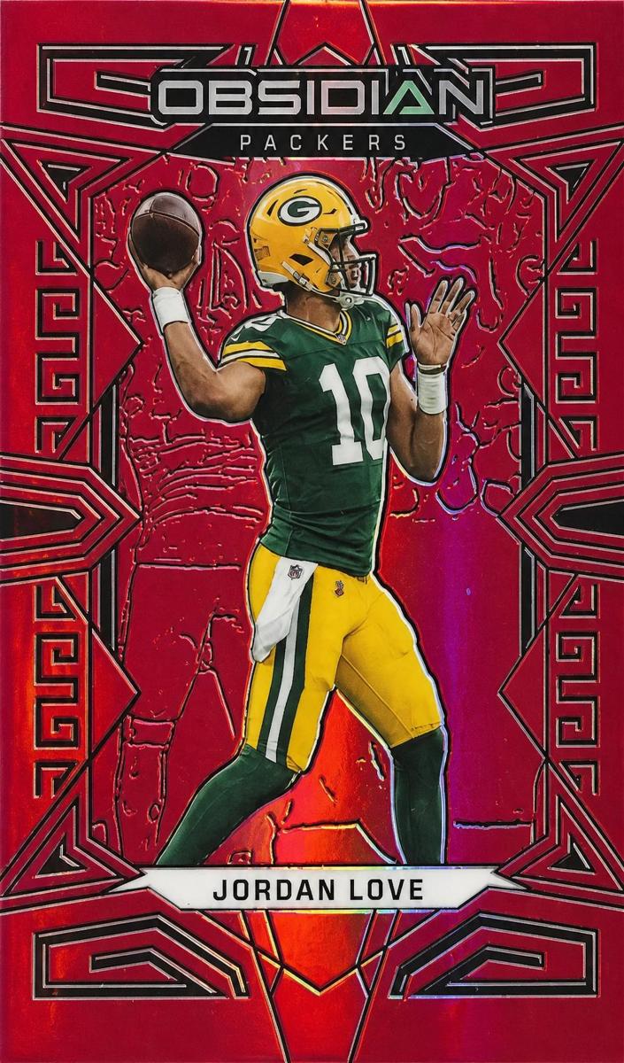 2023 Panini Obsidian Football Asia Electric Etch Red Flood Jordan Love #38