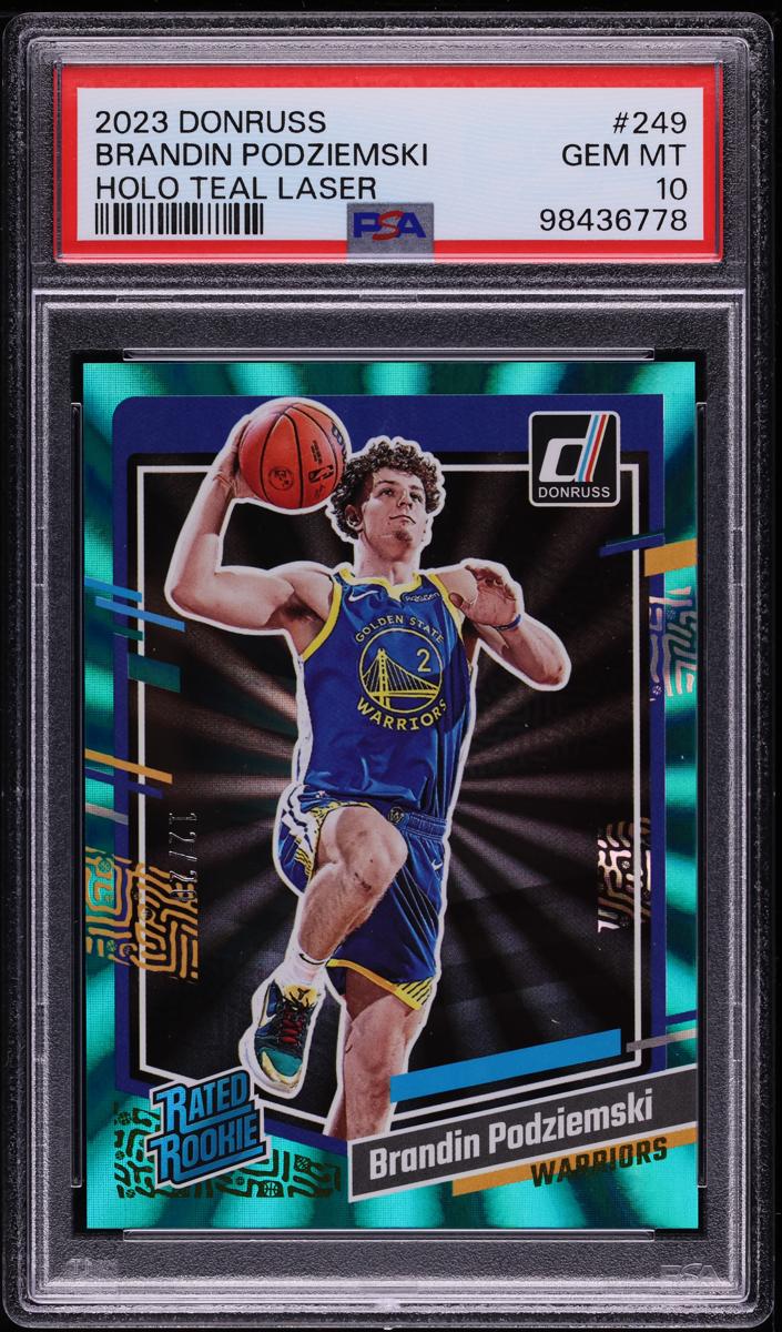2023 Panini Donruss Basketball Holo Teal Laser Brandin Podziemski #249 PSA 9