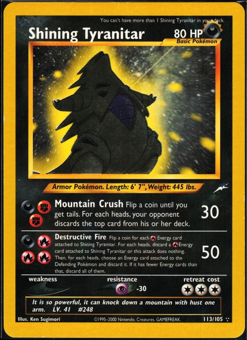 2002 Pokemon Neo Destiny Shining Tyranitar #113