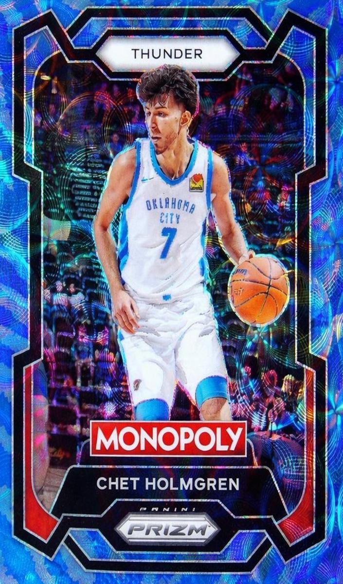 2023 Panini Prizm Monopoly Basketball Tiger Stripe Boardwalk Blue Chet Holmgren #62 PSA 10