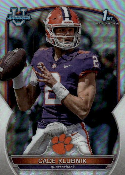 2022 Bowman University Chrome Football Refractor Cade Klubnik #42 PSA 9