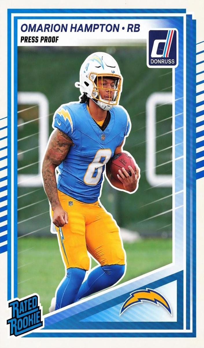 2025 Panini Donruss Football Press Proof Yellow Omarion Hampton #303