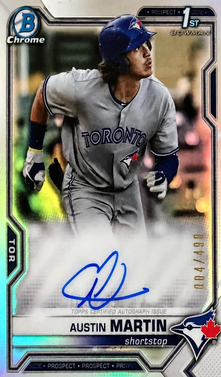 2021 Bowman Chrome Prospects Baseball Austin Martin #CPA-AM PSA 10
