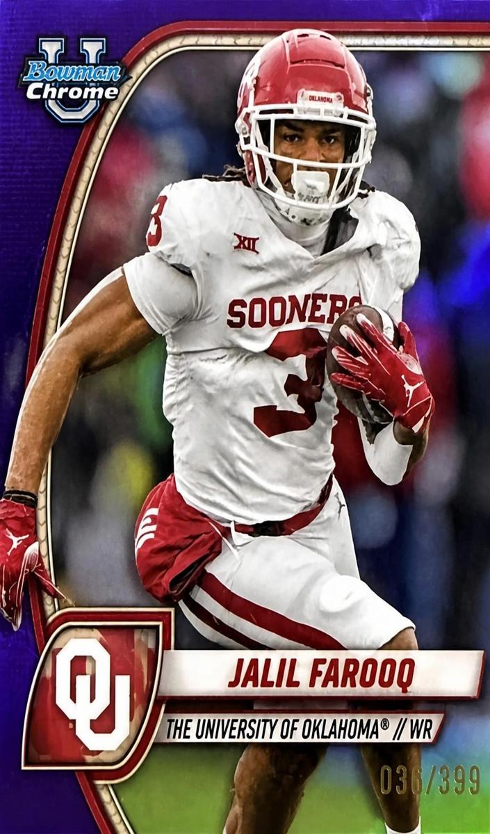 2024 Bowman Chrome University Football Purple Mini Diamond Refractor Jalil Farooq #200