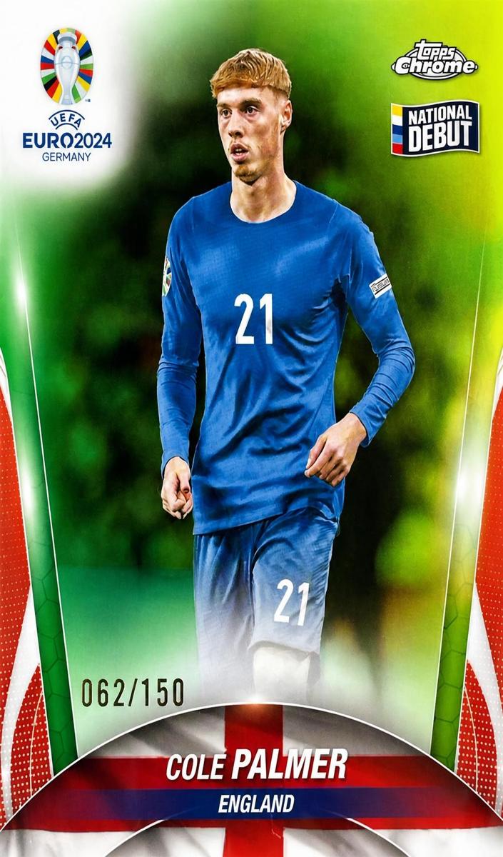 2024 Topps Chrome UEFA Euro Soccer Neon Green Refractor Cole Palmer #88
