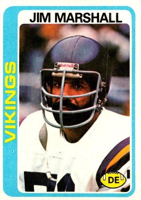 1978 Topps Football Jim Marshall #343 PSA 8