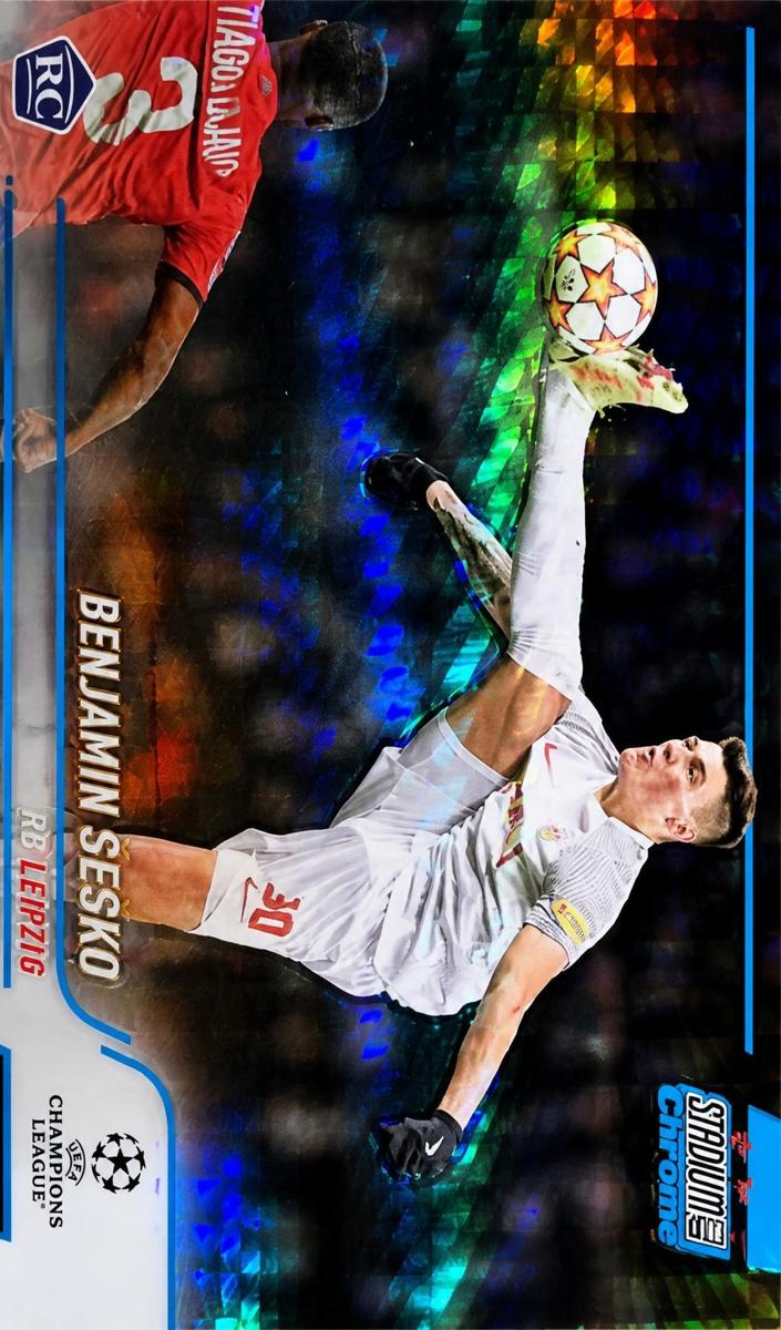 2021 Topps Stadium Club Chrome UEFA Champions League Soccer Blue Prism Benjamin Sesko #49
