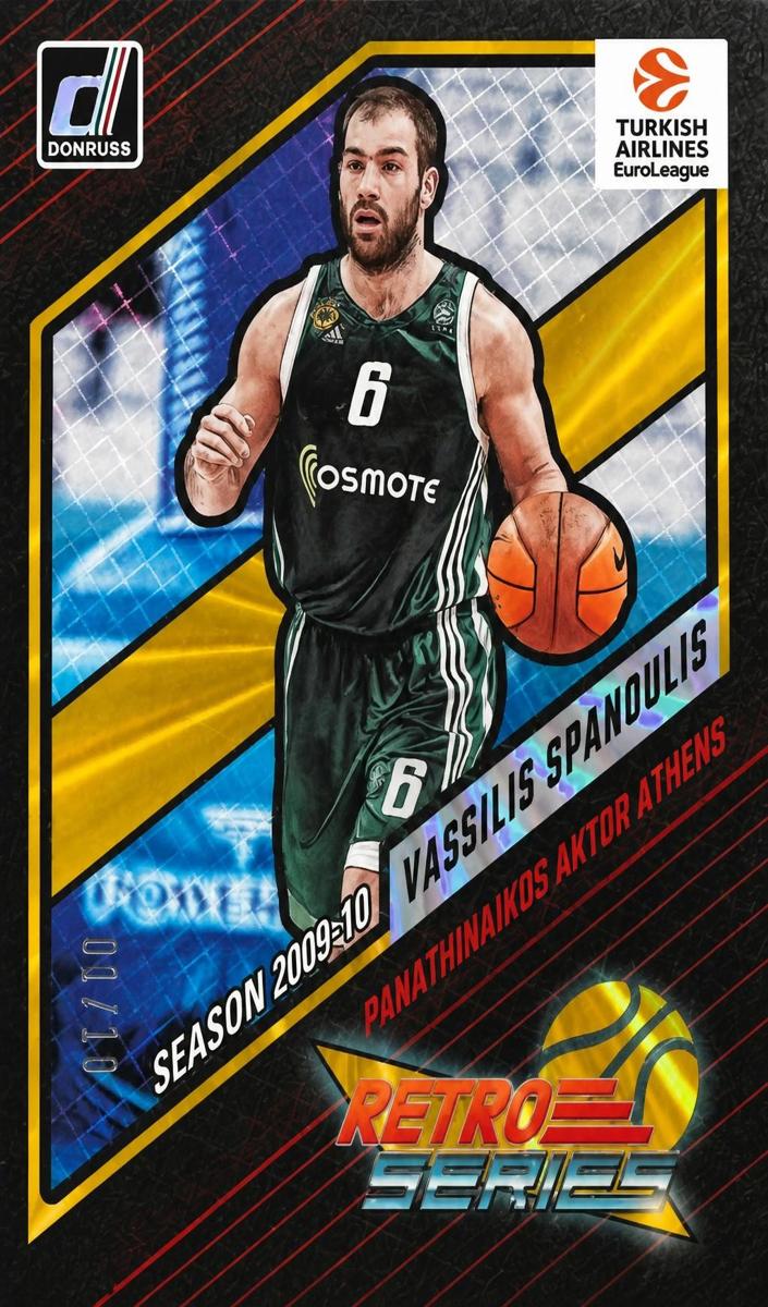 2023 Donruss Turkish Airlines EuroLeague Basketball Gold Laser Vassilis Spanoulis #14