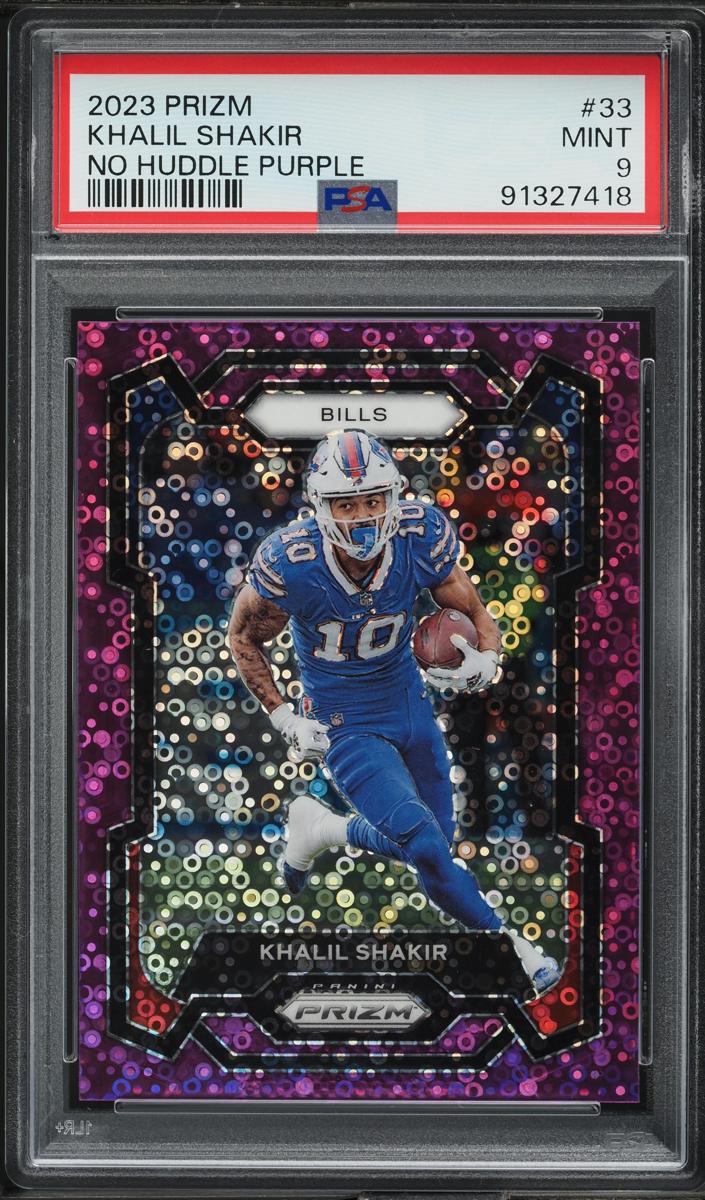 2023 Panini Prizm Football No Huddle Purple Khalil Shakir #33 PSA 9