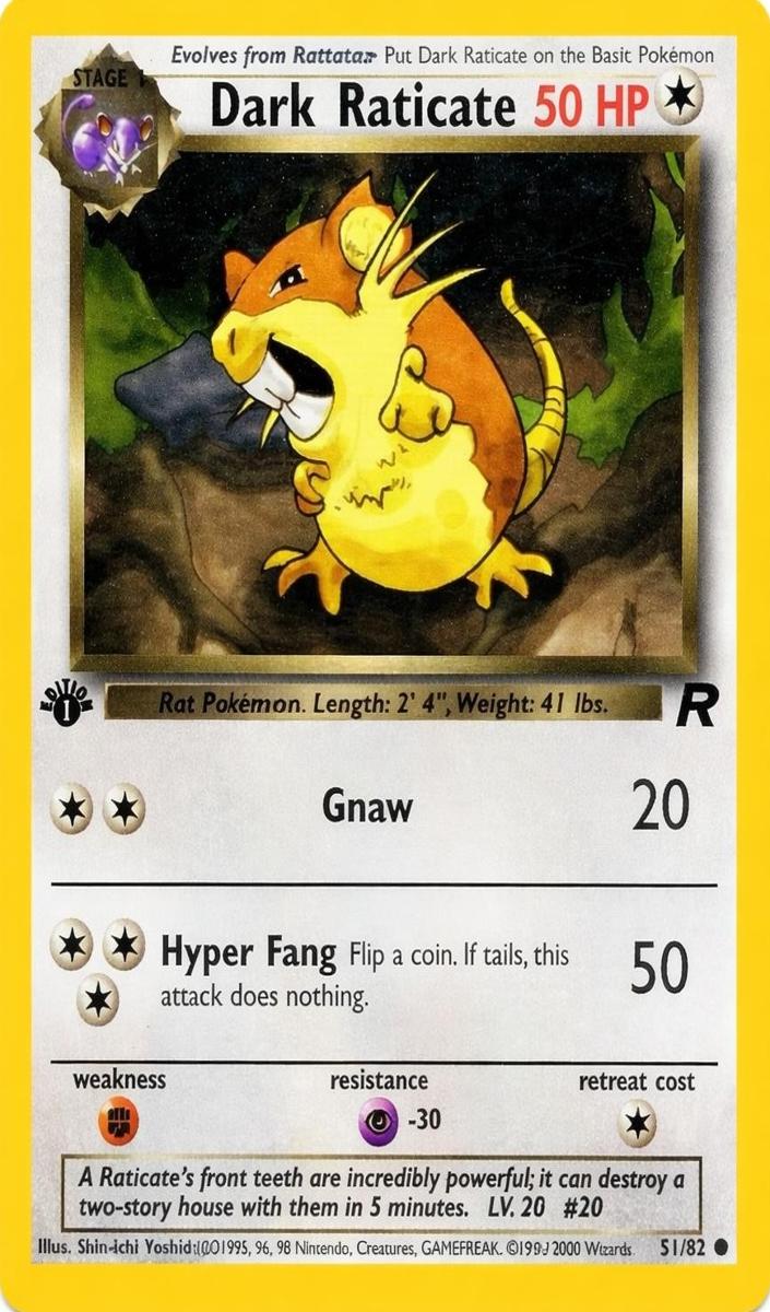 2000 Pokemon Team Rocket 1st Edition Dark Raticate #51 PSA 9