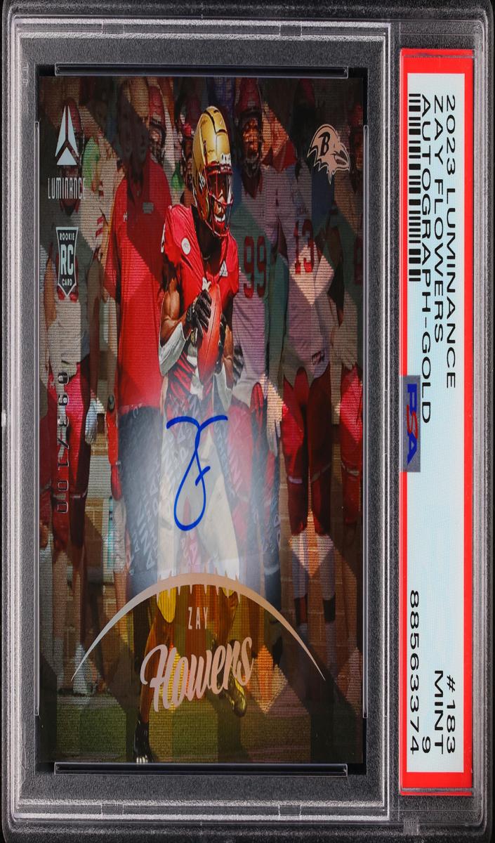 2023 Panini Luminance Football Gold Zay Flowers #183 PSA 8.5