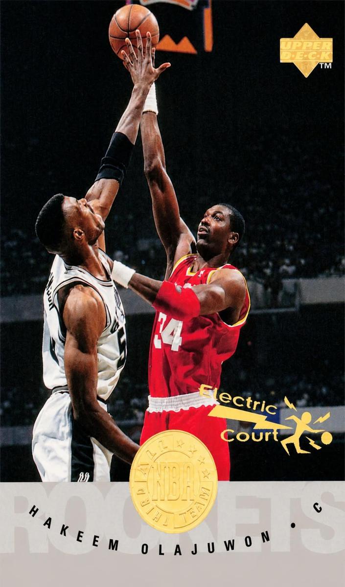 1995 Upper Deck Basketball Electric Court Gold Hakeem Olajuwon #178