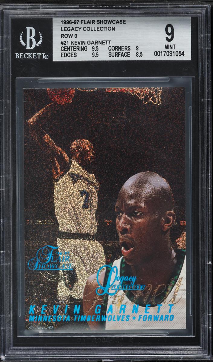 1996 Flair Showcase Basketball Row 0 Kevin Garnett #21 PSA 8