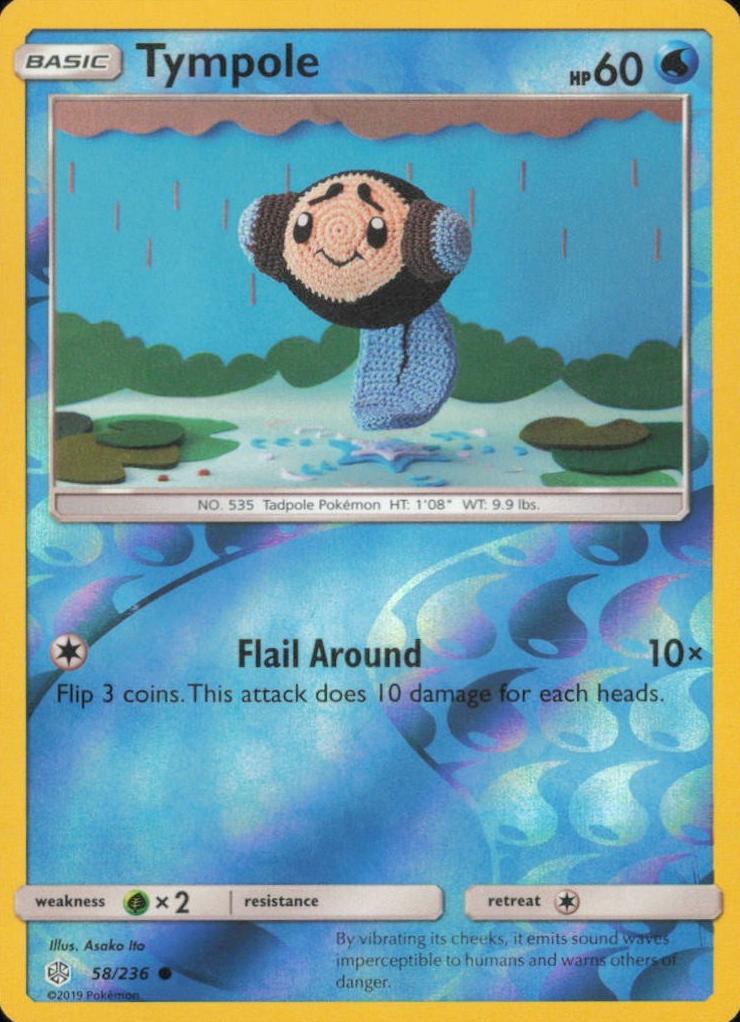 2019 Pokemon Sun & Moon Cosmic Eclipse Reverse Foil Tympole #58