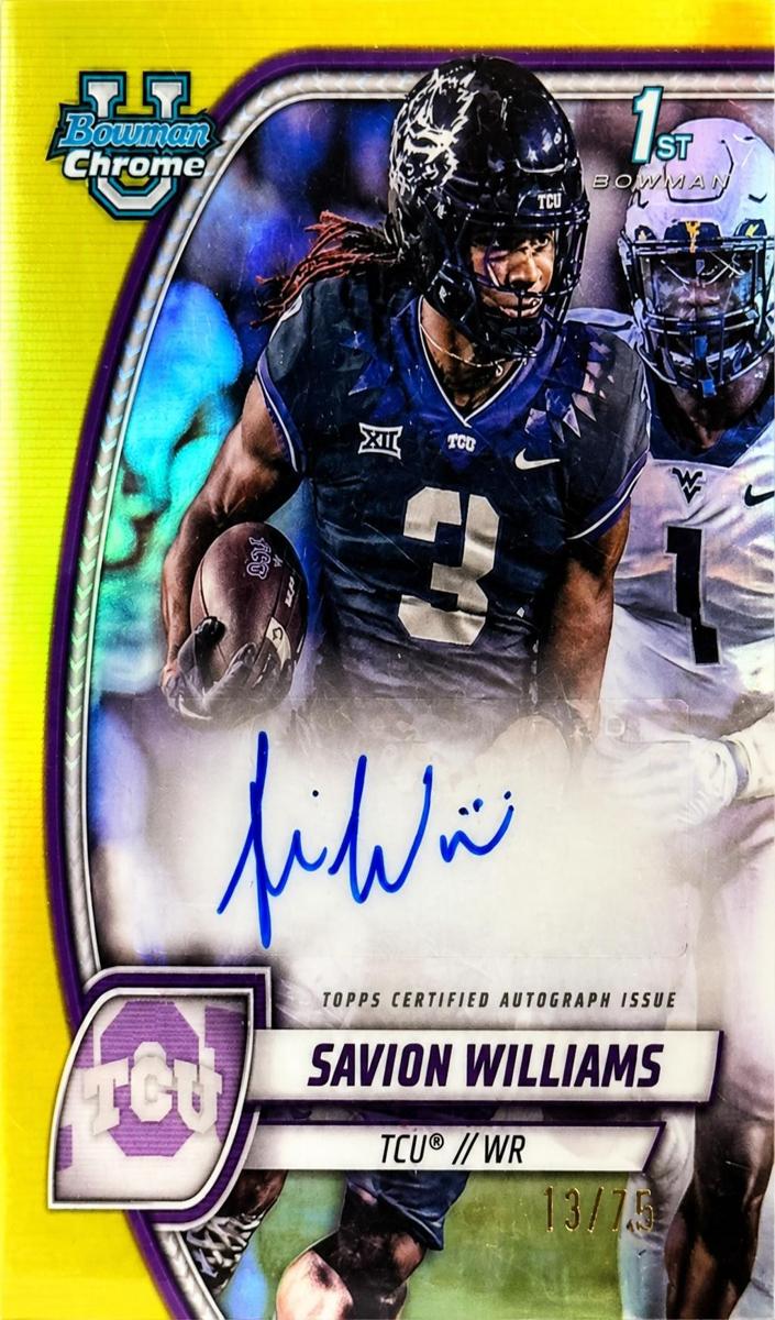 2024 Bowman Chrome University Football Yellow Refractor Savion Williams #160