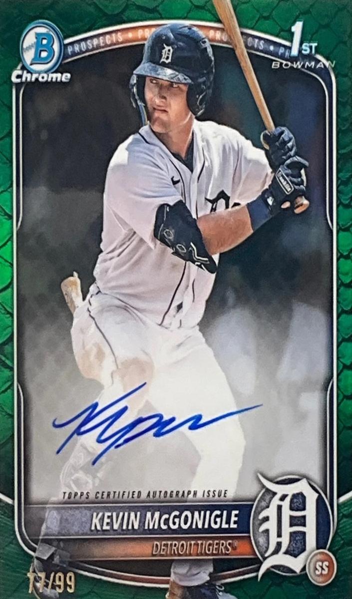 2025 Bowman Chrome Prospects Baseball Reptilian Green Kevin McGonigle #CPA-KM PSA 10
