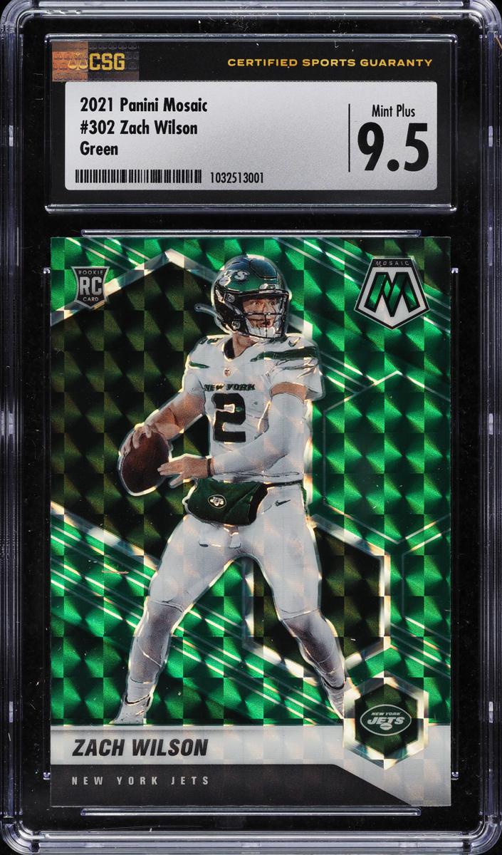 2021 Panini Mosaic Football Green Zach Wilson #302 PSA 10